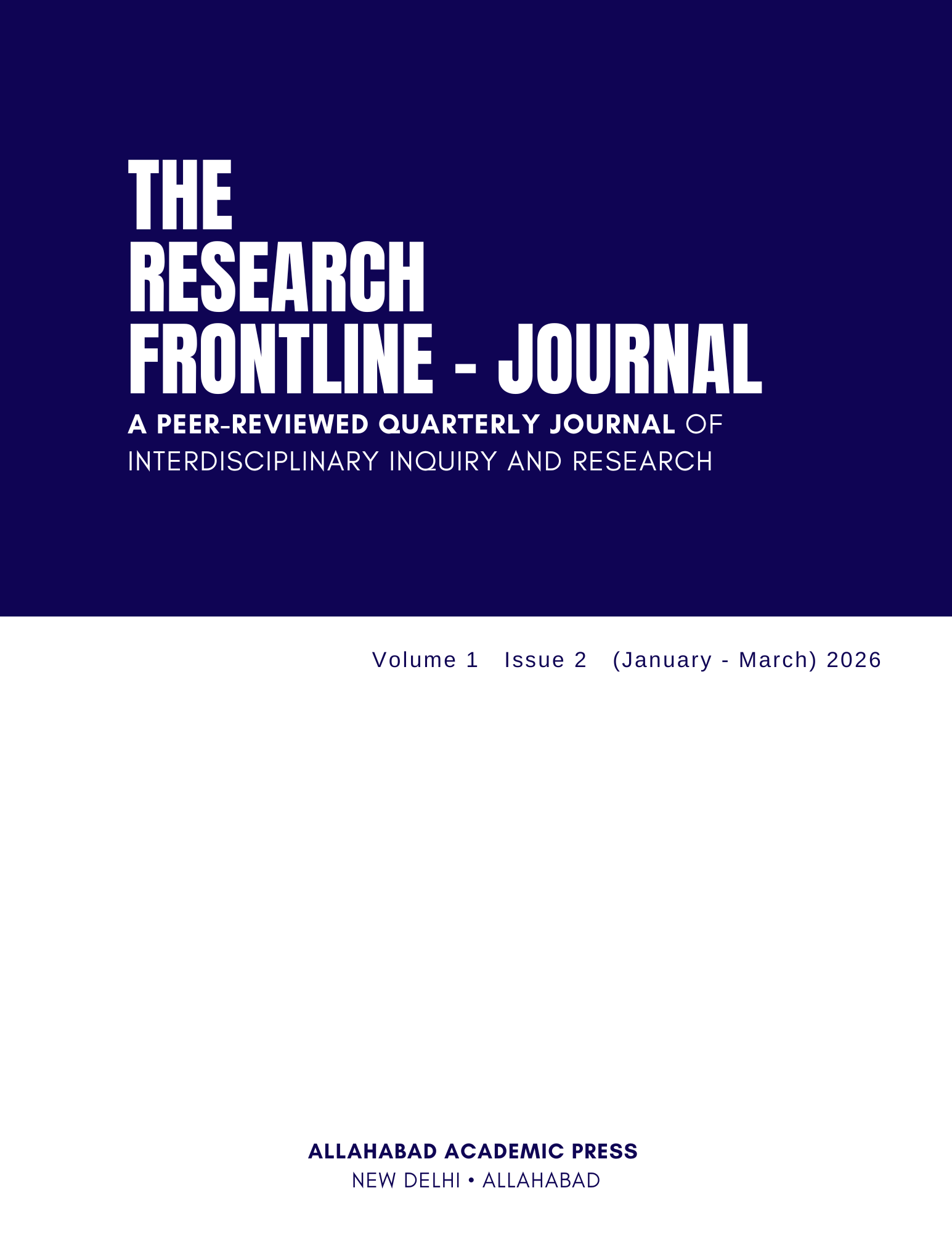 					View खंड 1 No. 2 (2026): The Research Frontline - Journal
				